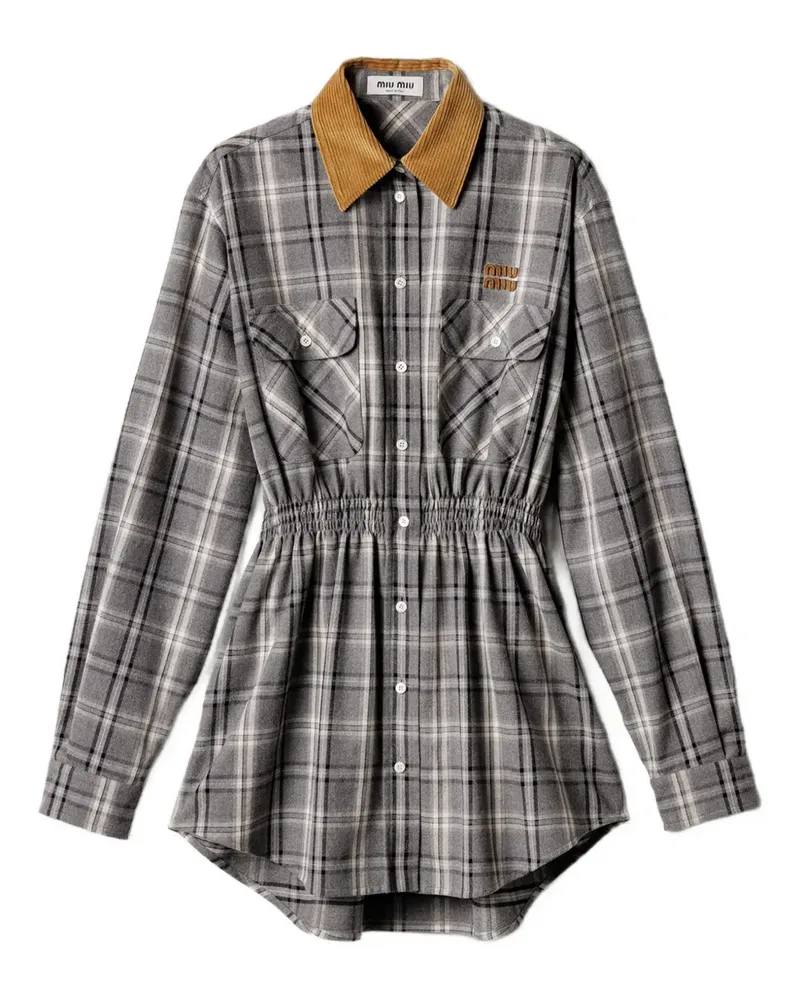 Miu Miu buttoned check-pattern mini dress - Grau Grau