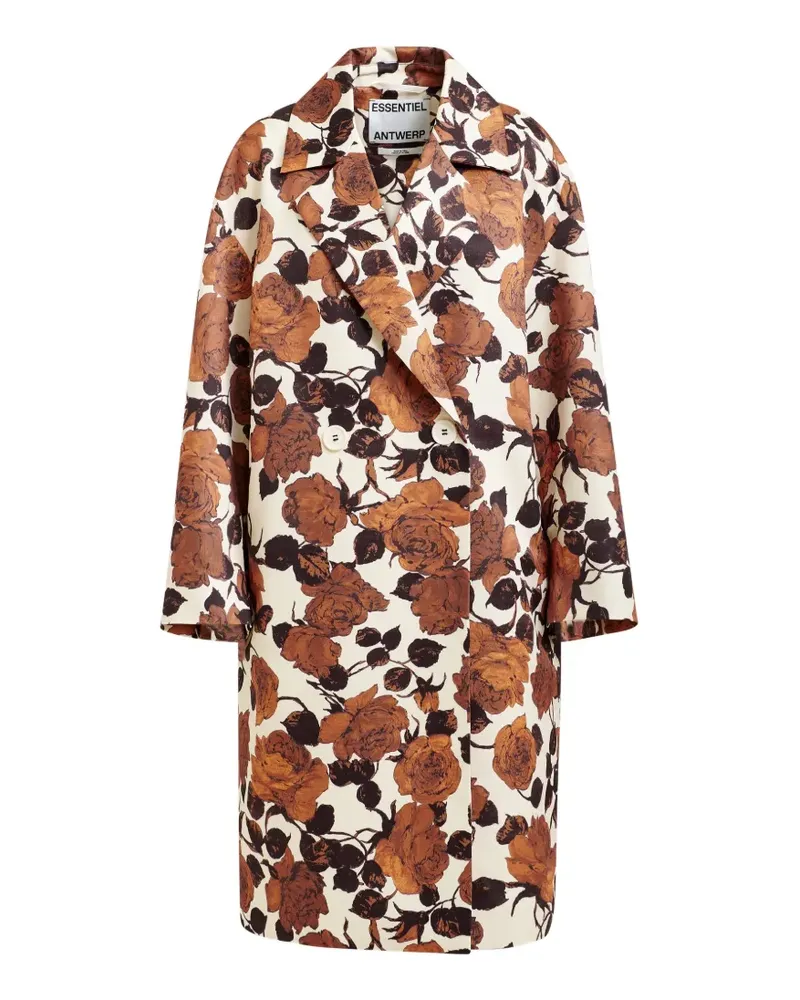 Essentiel Junta double-breasted floral-print coat - Nude Nude