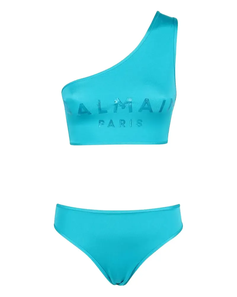 Balmain One-Shoulder-Bikini - Blau Blau