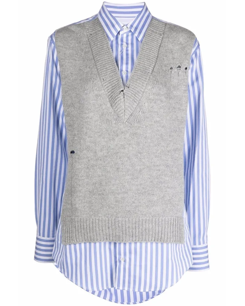 Maison Margiela Spliced Hemd mit Strickdetail - Grau Grau
