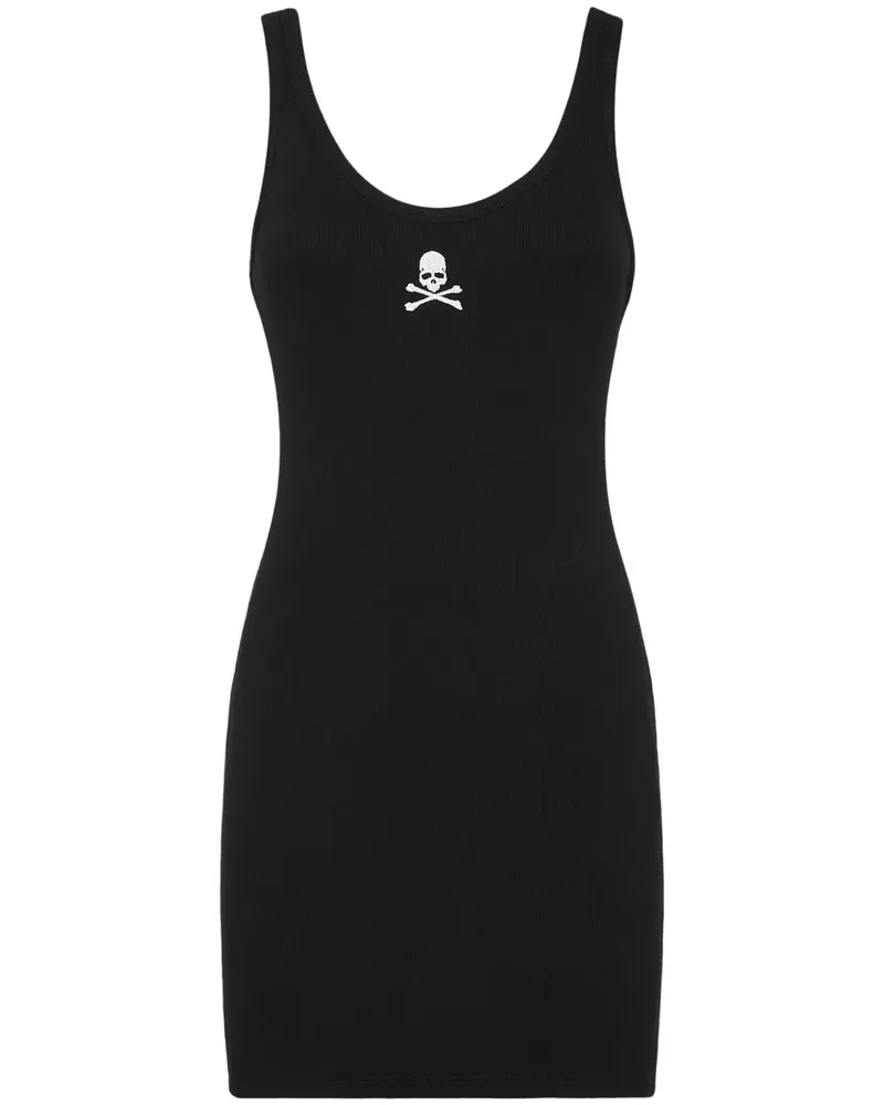 Philipp Plein Minikleid mit Totenkopf-Stickerei - Schwarz Schwarz