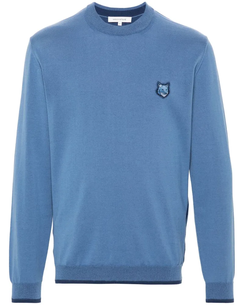 Kitsuné Gestrickter Pullover mit Fuchsmotiv - Blau Blau