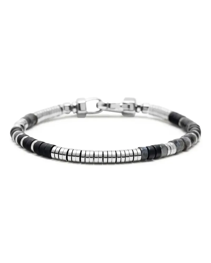 Nialaya Heishi Armband mit Onyx - Silber Silber