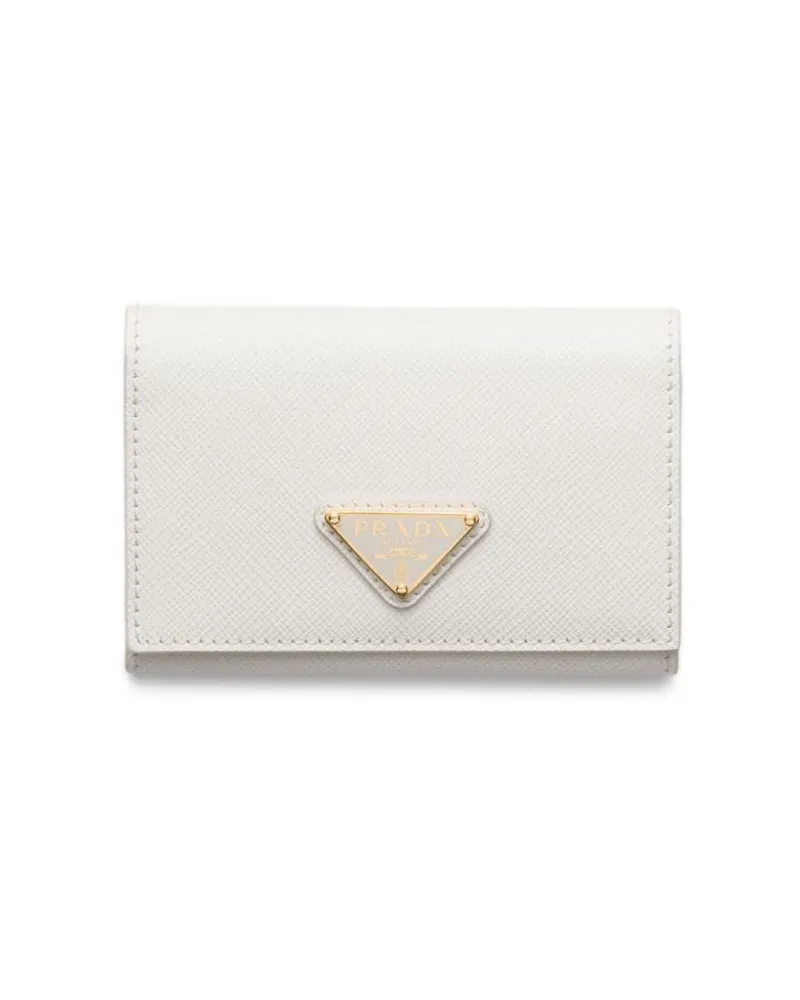 Prada Kartenetui mit Triangel-Logo - Weiß Weiß