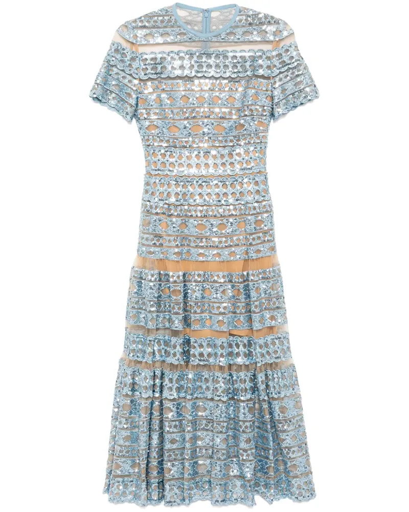 Elie Saab Besticktes Tüllkleid - Blau Blau