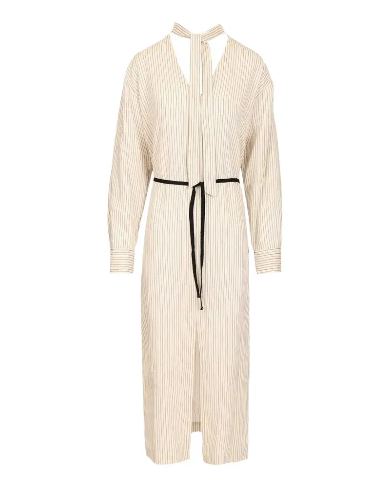 BARENA striped tie-neck dress - Nude Nude