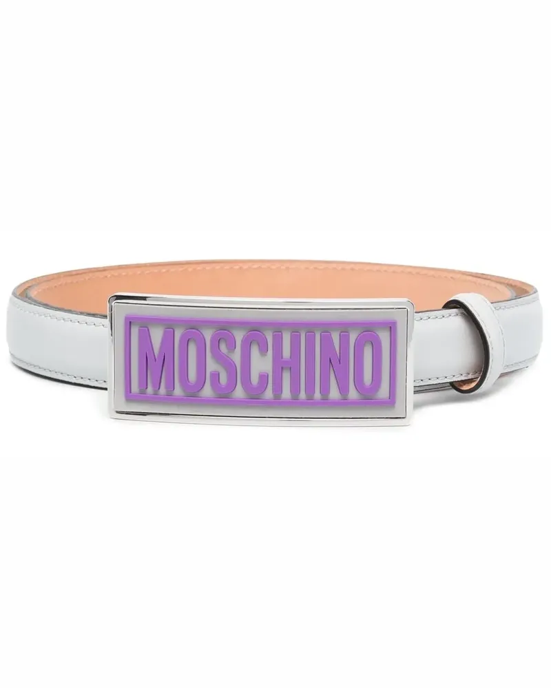 Moschino Gürtel mit Emaille-Schnalle - Grau Grau