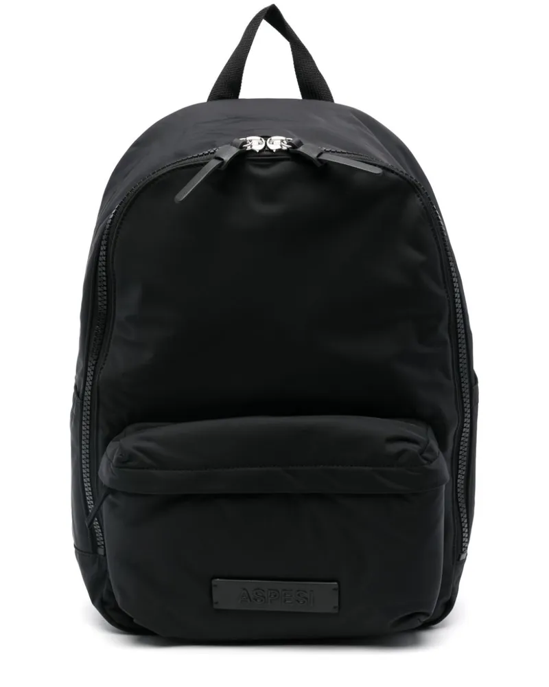 ASPESI Rucksack mit Logo-Patch - Schwarz Schwarz