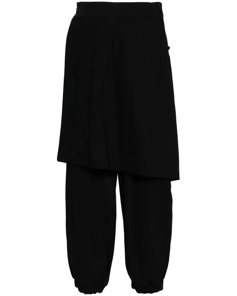 SONGZIO Cropped-Hose im Layering-Look - Schwarz Schwarz