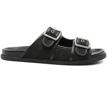 Sandalen mit doppelter Schnalle - Schwarz
