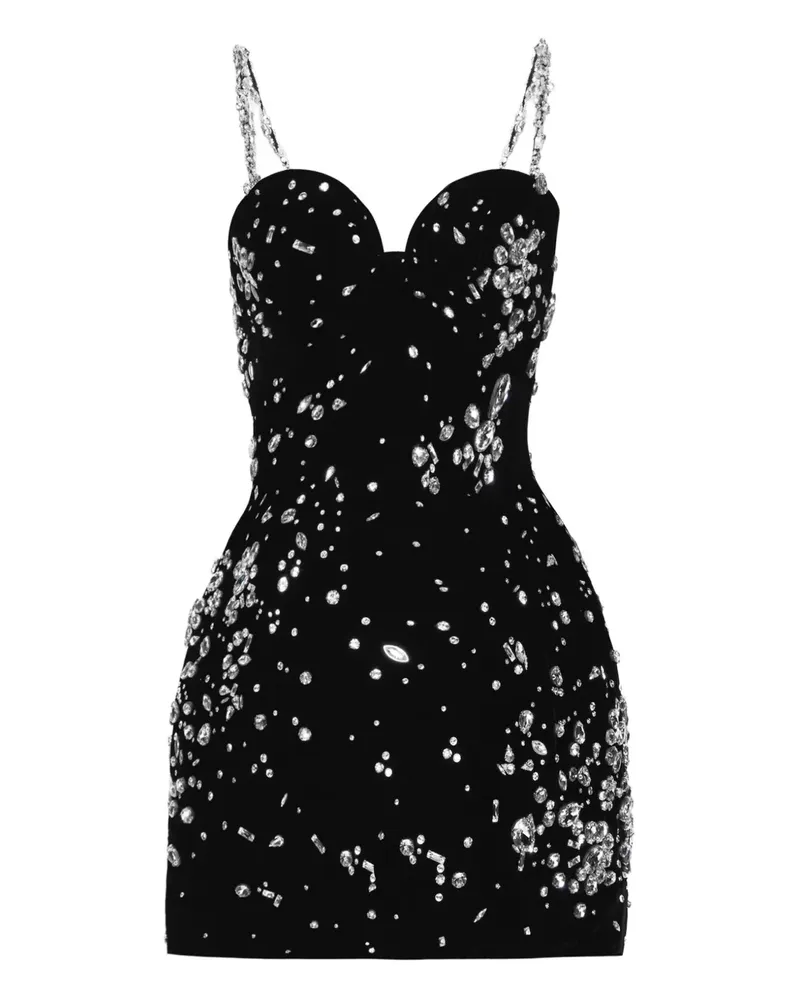 Oscar de la Renta Kristallverziertes Samtkleid - Schwarz Schwarz