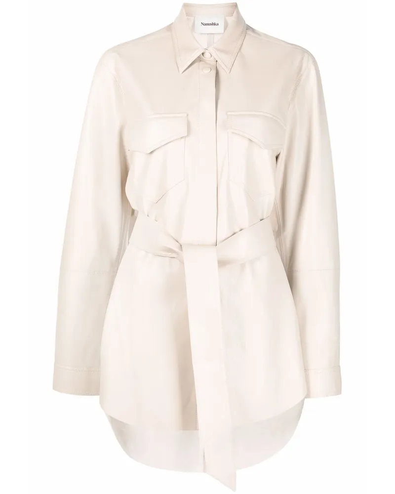 Nanushka Oversized-Hemd aus veganem Leder - Nude Nude