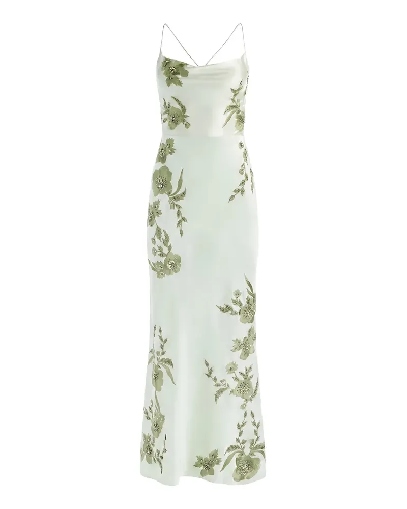 Alice + Olivia Montana Abendkleid mit Blumenstickerei - Grün Grün