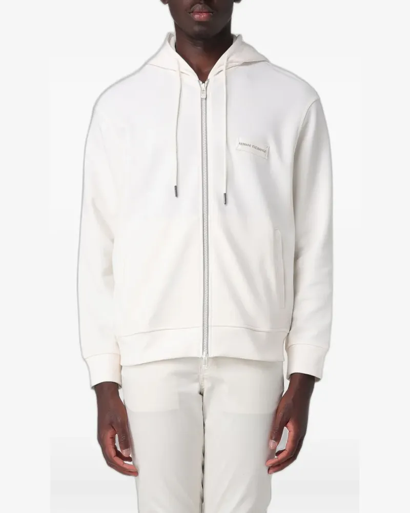 Emporio Armani logo-patch zip-up hoodie - Nude Nude