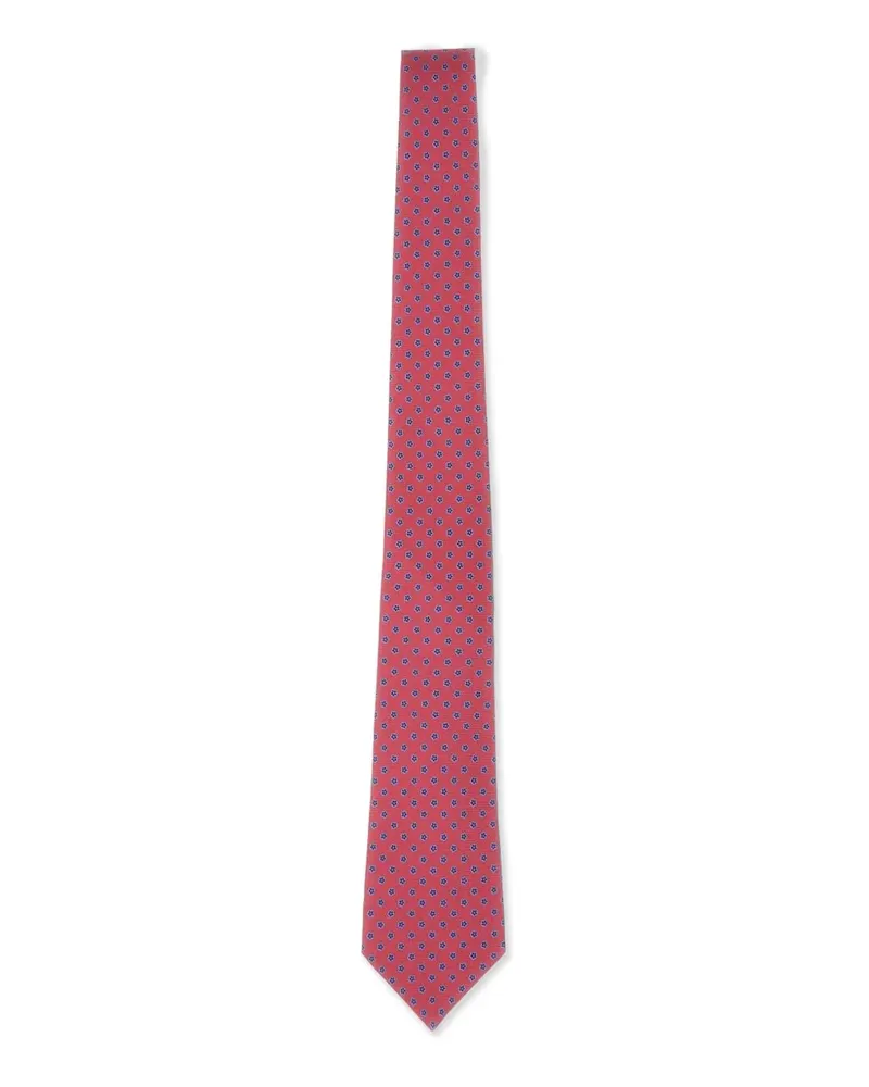 Kiton Seidenkrawatte mit Blumenmuster - Rot Rot