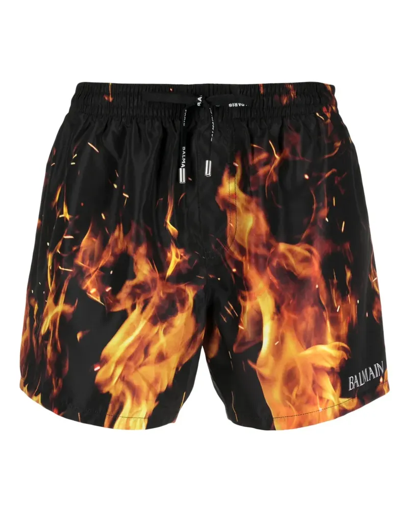 Balmain Badeshorts mit Kordelzug - Schwarz Schwarz