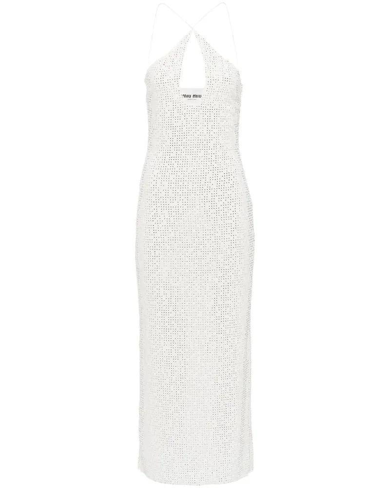 Miu Miu Neckholder-Kleid mit Pailletten - Weiß Weiß
