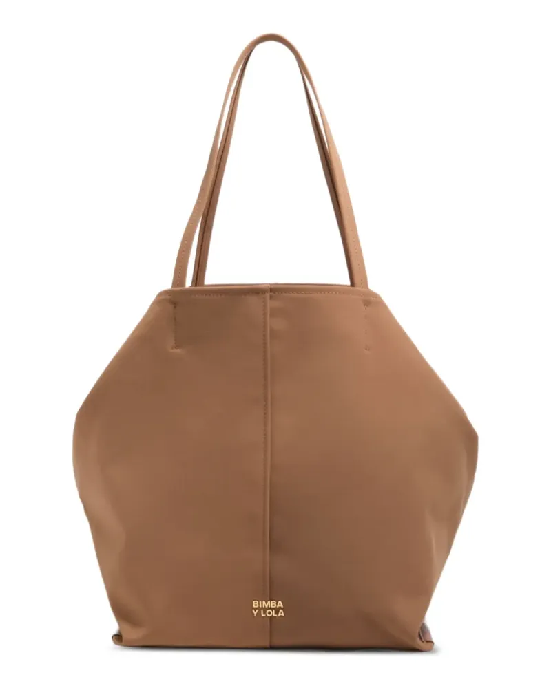 BIMBA Y LOLA Große Schultertasche mit Logo-Schild - Braun Braun