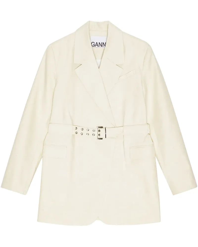 Ganni Melierter Blazer mit Gürtel - Nude Nude