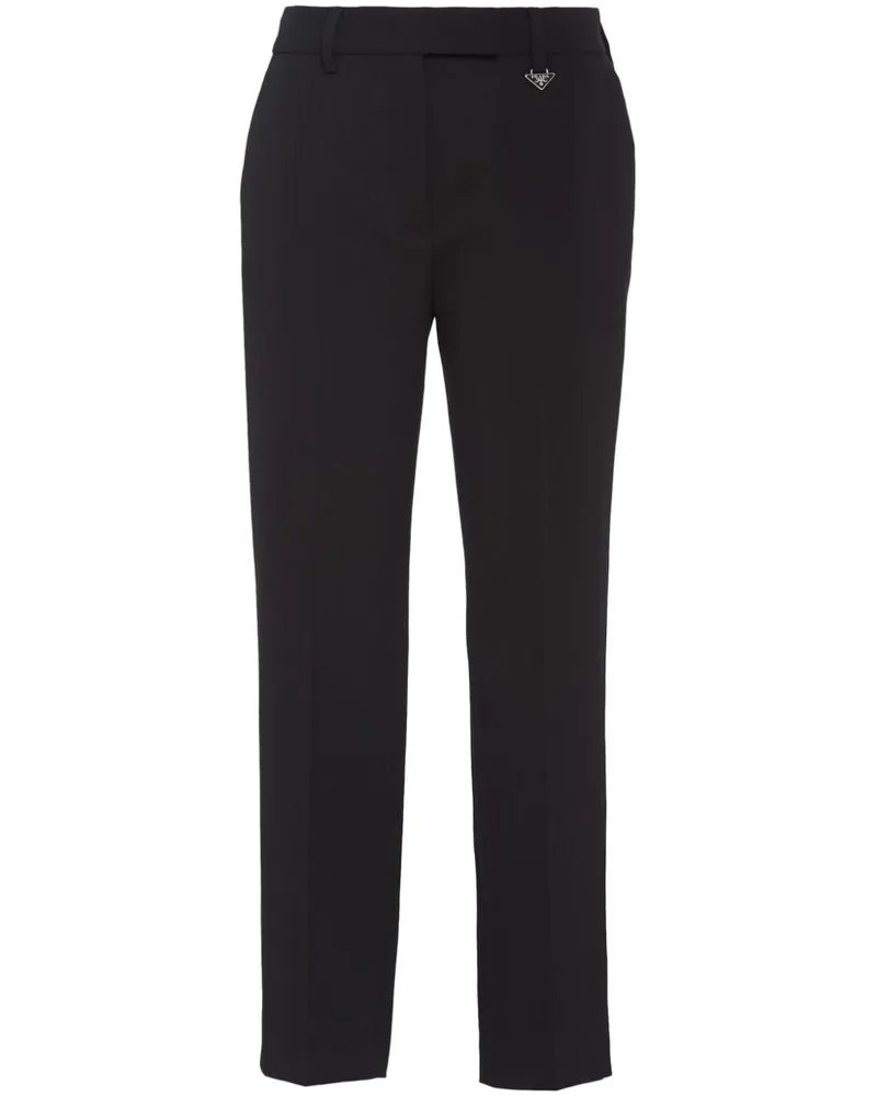 Prada Grain-de-Poudre Cropped-Hose - Schwarz Schwarz