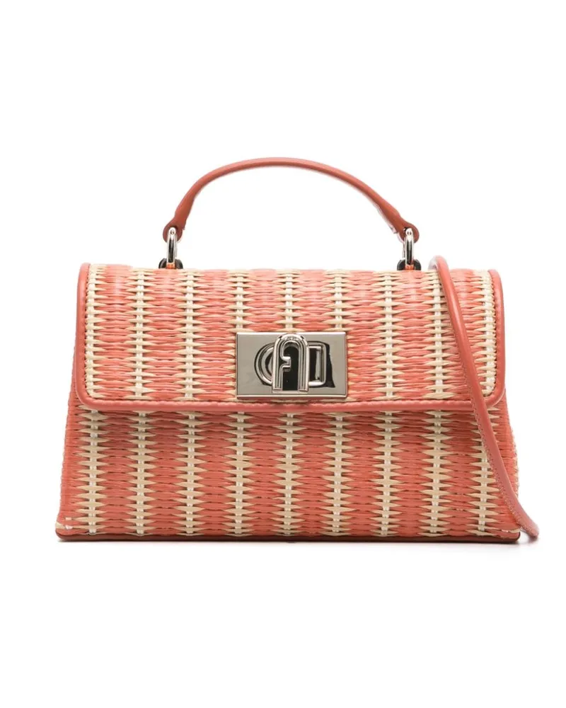 Furla Shopper mit Logo-Patch - Orange Orange