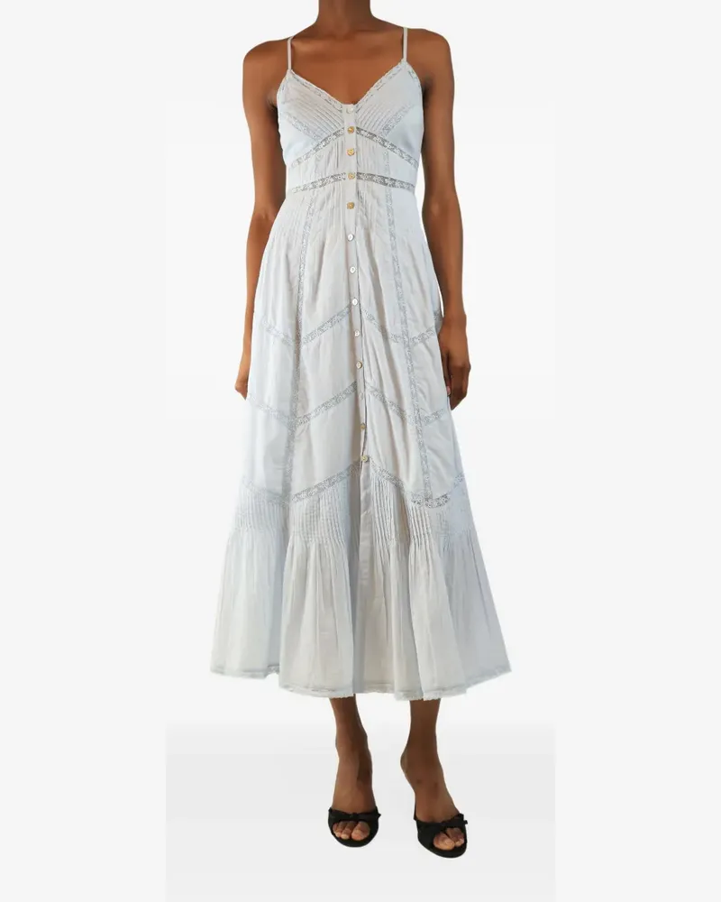 LoveShackFancy Midikleid mit Spitzenbesatz - Blau Blau
