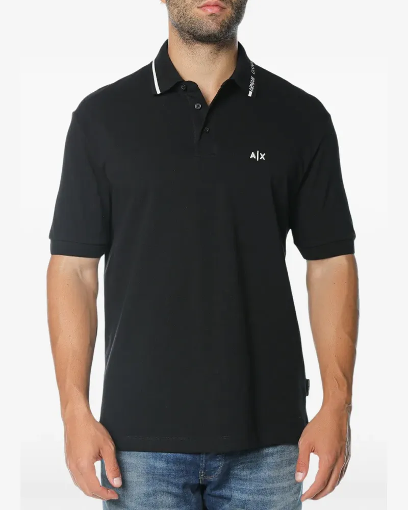 Armani Exchange Poloshirt mit Logo-Stickerei - Schwarz Schwarz
