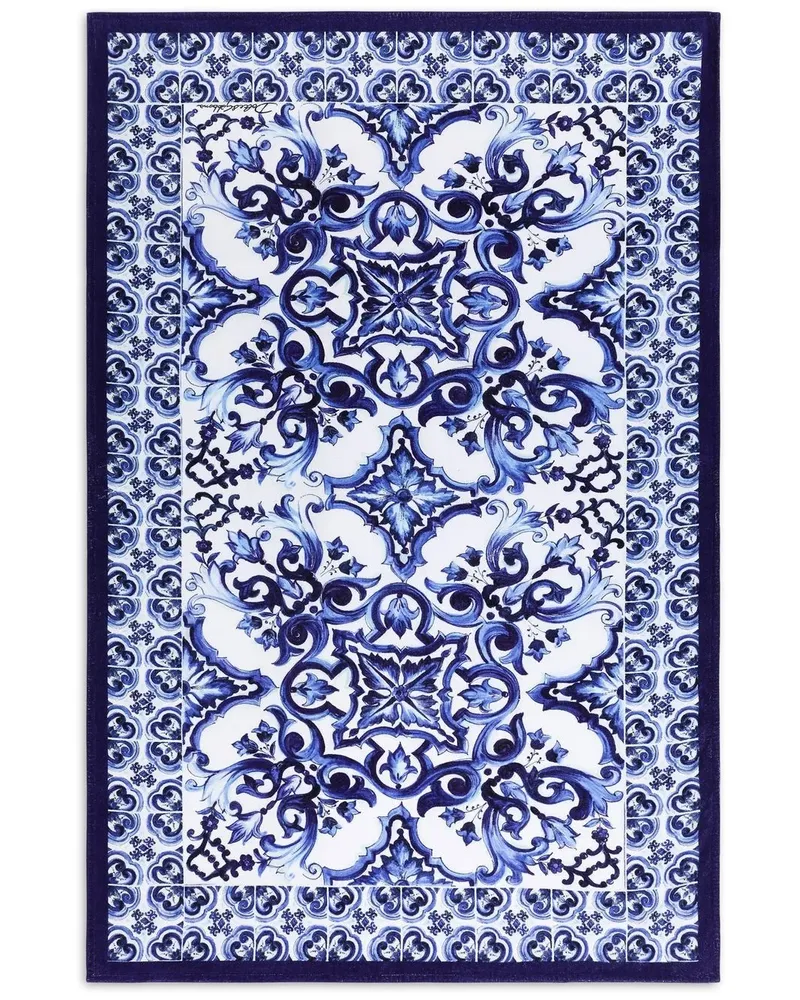 Dolce & Gabbana Strandtuch mit Majolica-Print - Weiß Weiß