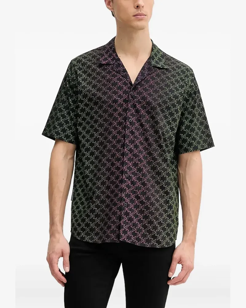 Karl Lagerfeld Ombré-Hemd mit Monogramm - Schwarz Schwarz