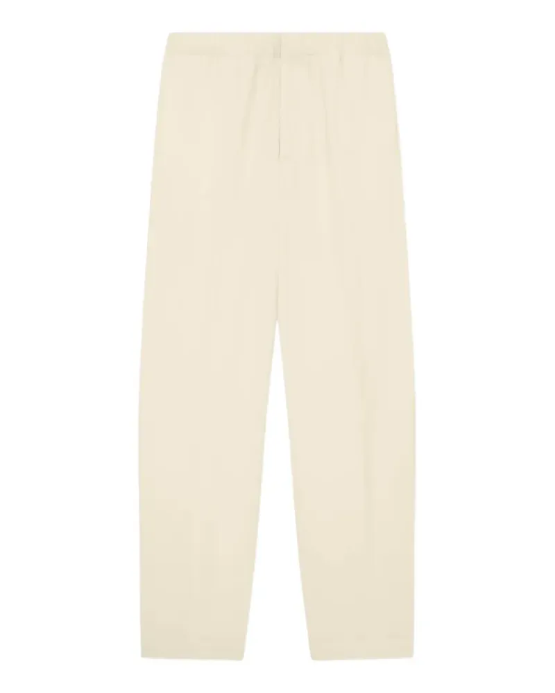 LARDINI flat-front flannel straight-leg trousers - Nude Nude