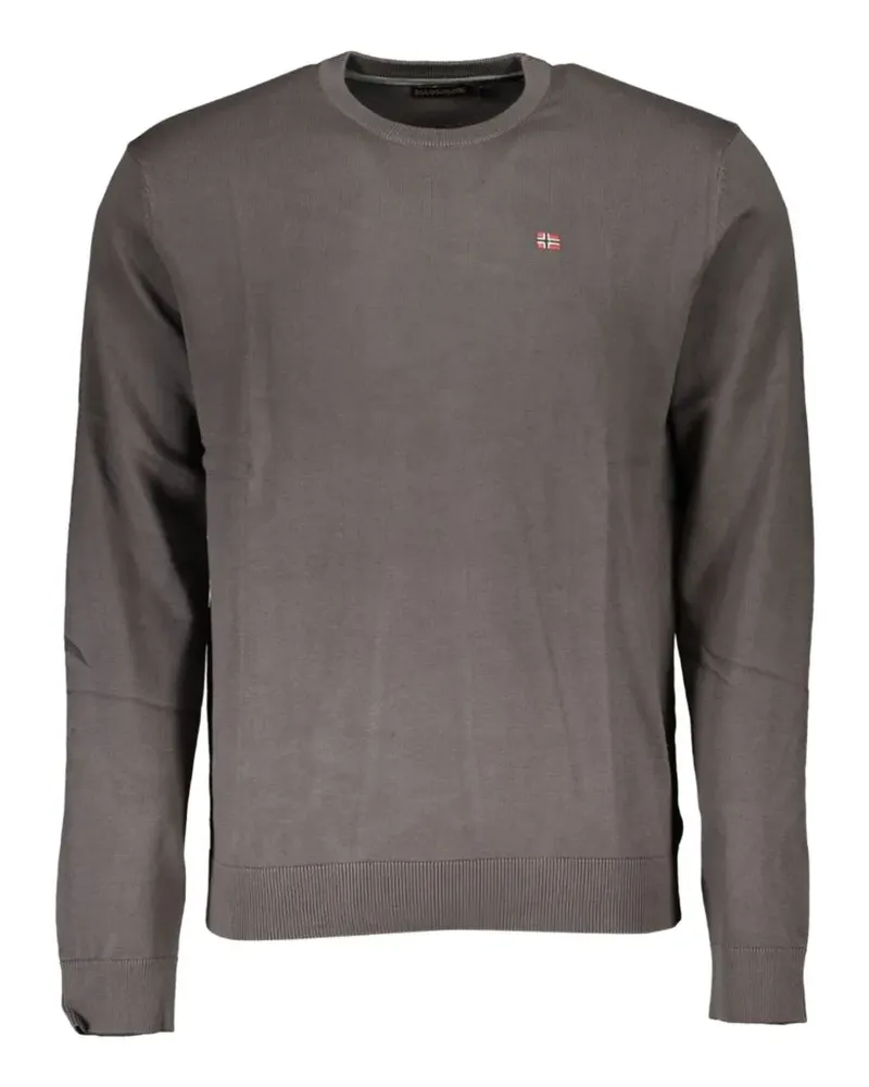 Napapijri logo-patch cotton sweater - Grau Grau