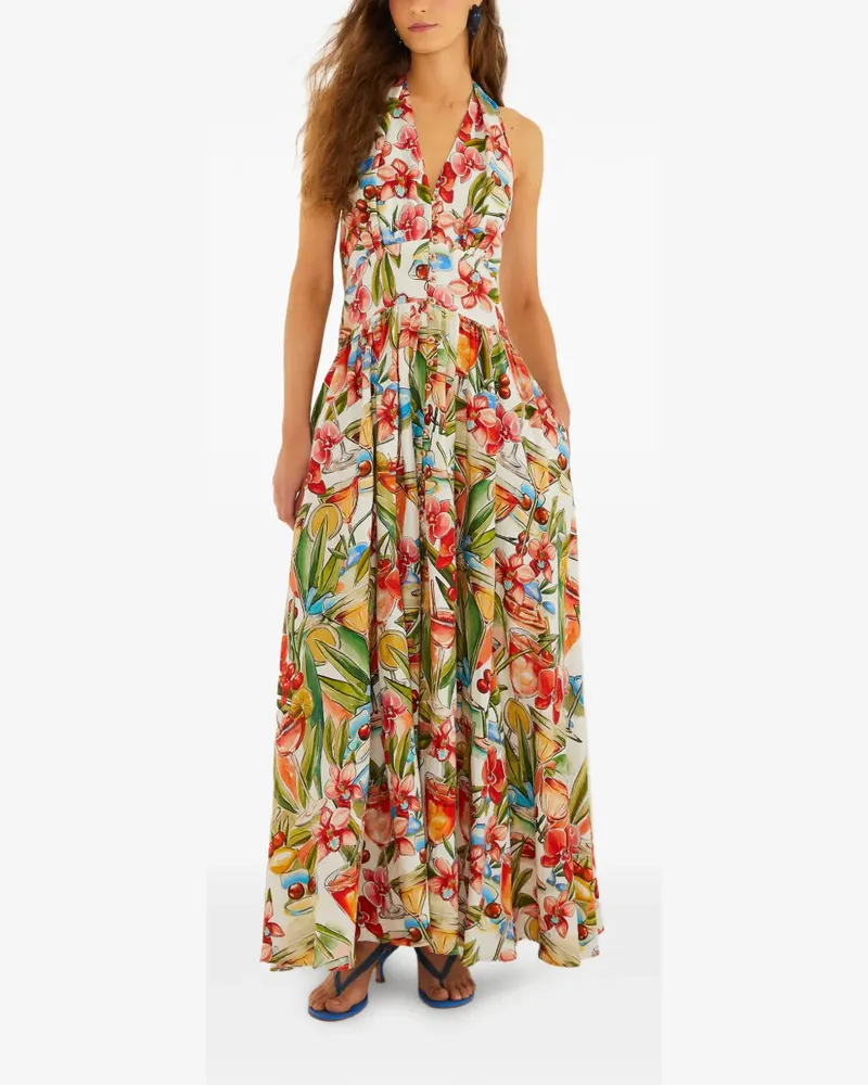 FARM Rio floral V-neck dress - Weiß Weiß
