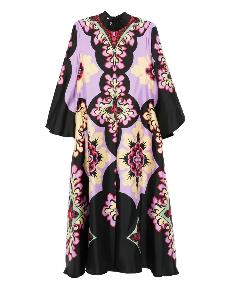 La DoubleJ Langes Seidenkleid mit Print - Violett Violett