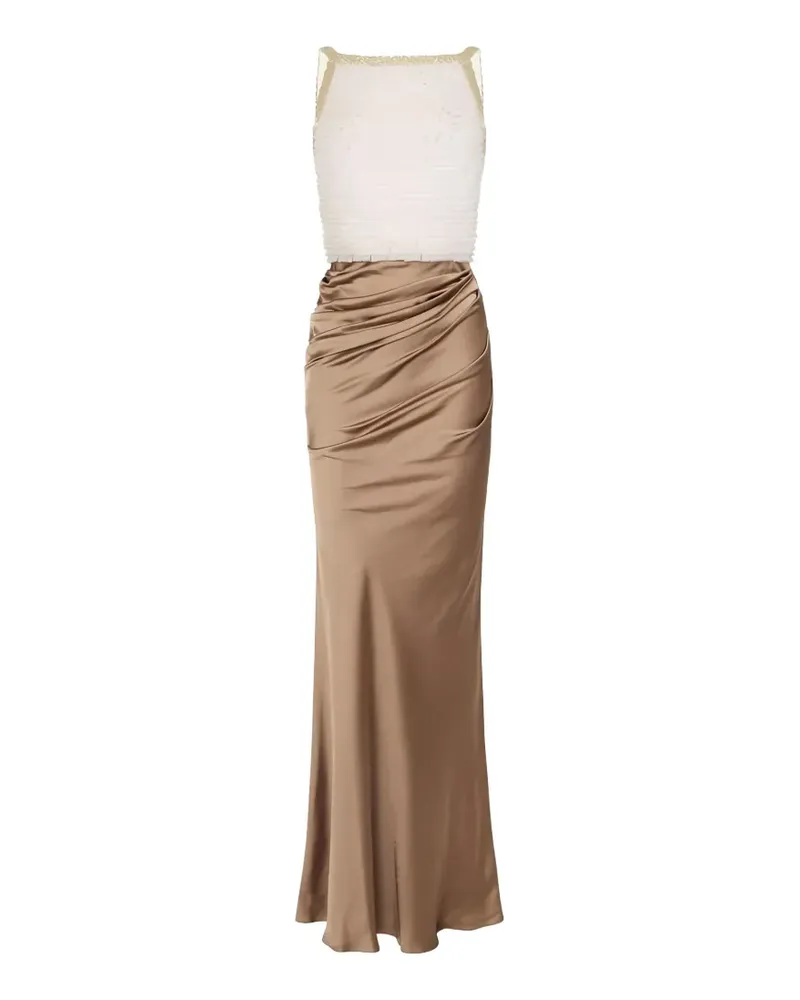 Elisabetta Franchi ruffled draped maxi dress - Nude Nude