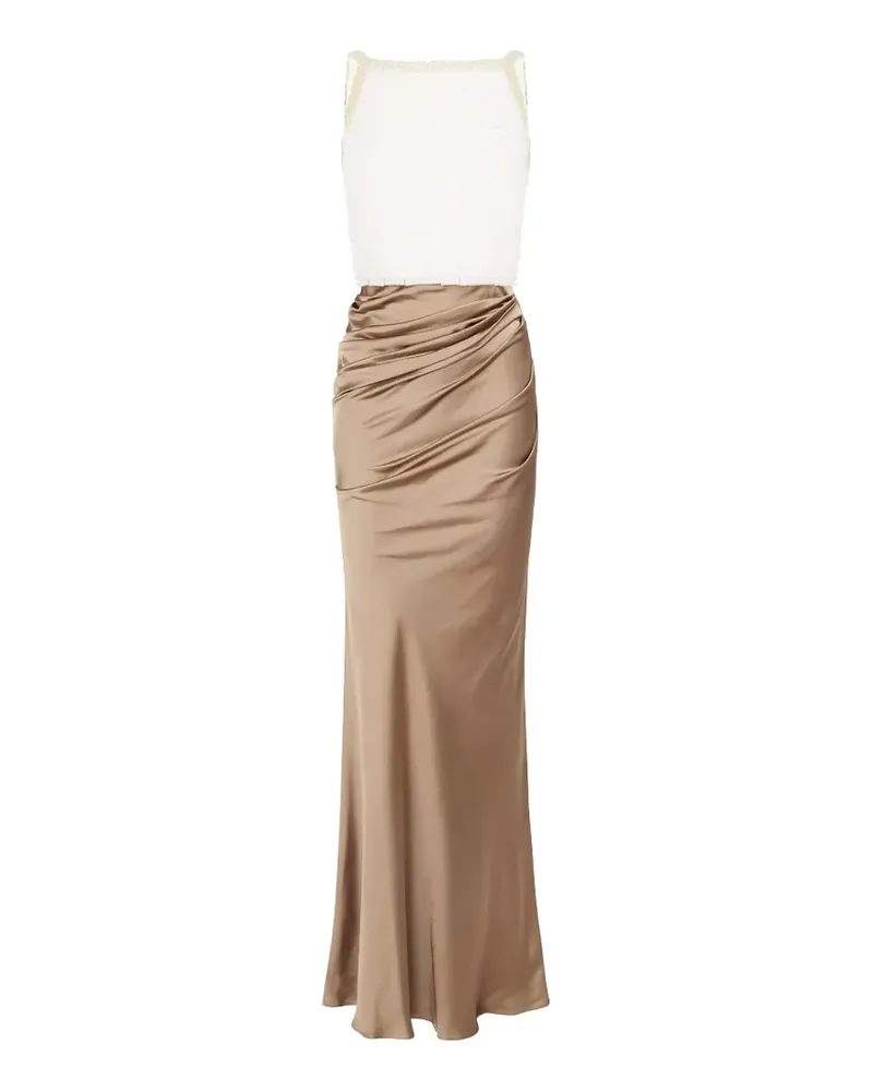 Elisabetta Franchi ruffled draped maxi dress - Nude Nude