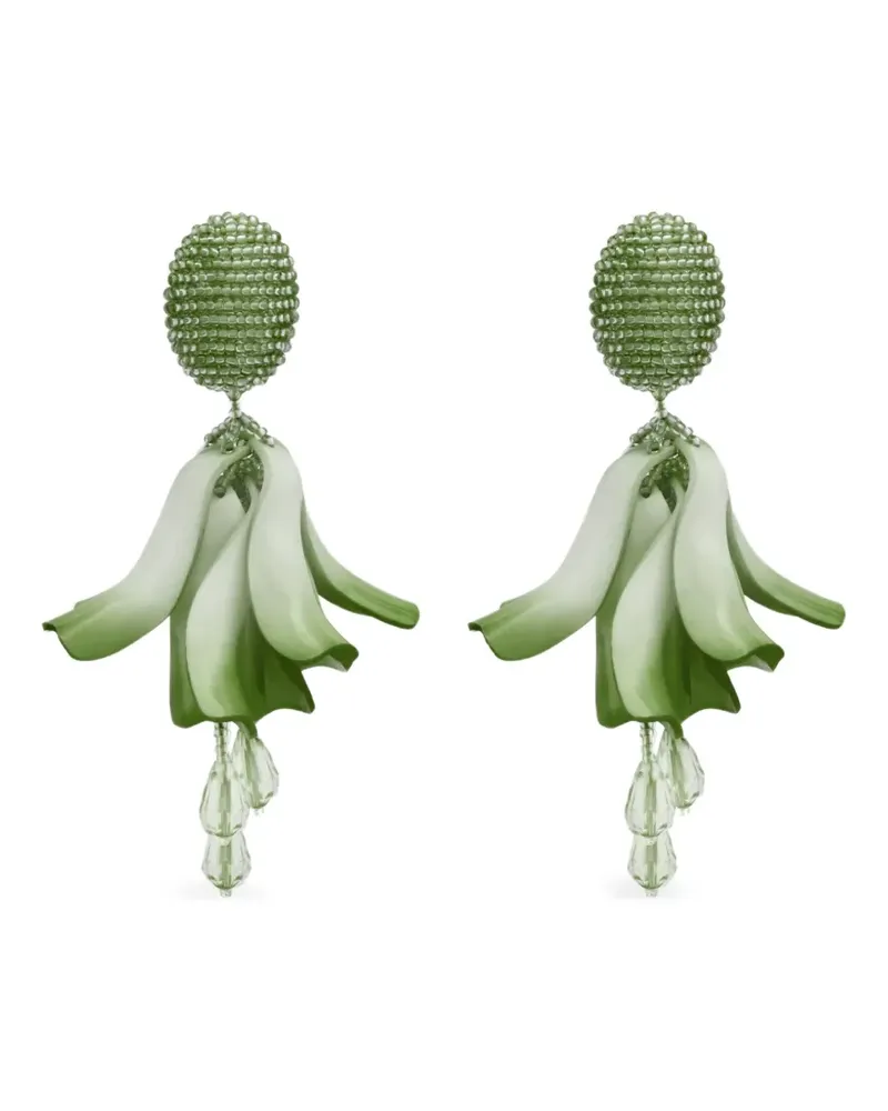 Oscar de la Renta Ohrringe mit Blumen - Grün Grün