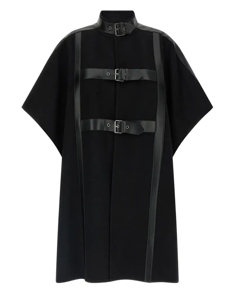Twin-Set buckle-strap wool-blend cape - Schwarz Schwarz