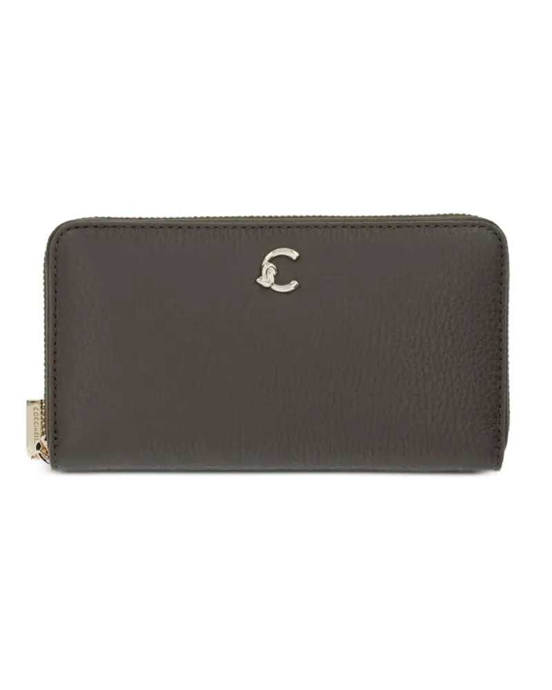 Coccinelle logo-plaque pebbled-leather wallet - Braun Braun