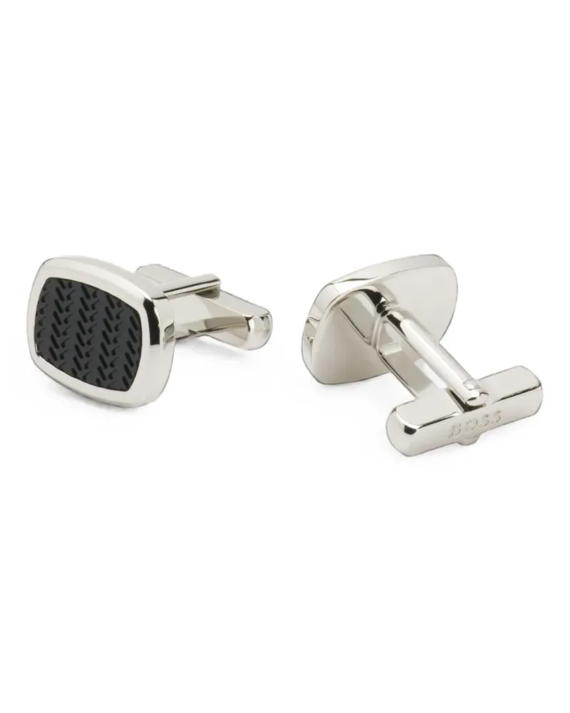 HUGO BOSS herringbone-patterned rectangular cufflinks - Silber Silber