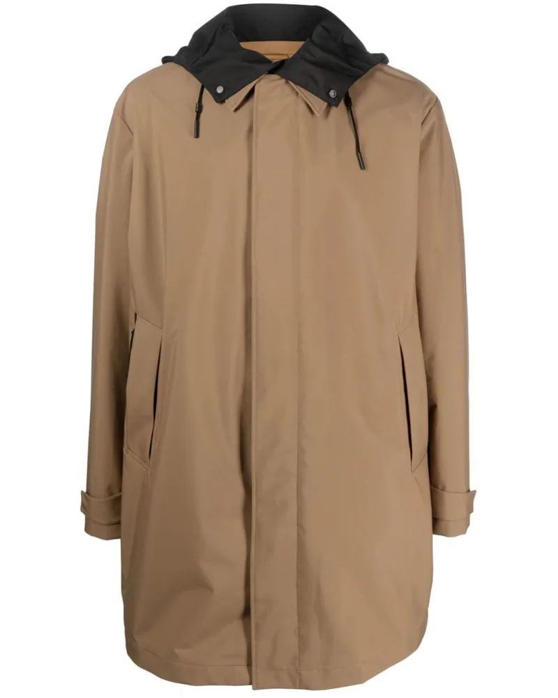 Ermenegildo Zegna Regenmantel mit Kapuze Braun