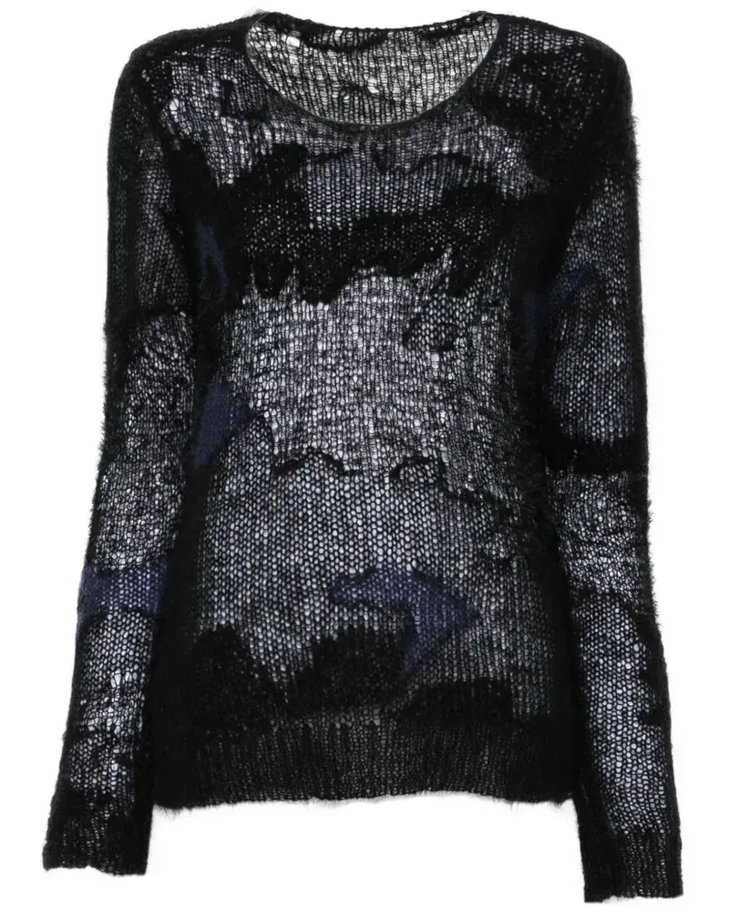 Yohji Yamamoto Pullover mit Camourflage-Muster - Schwarz Schwarz