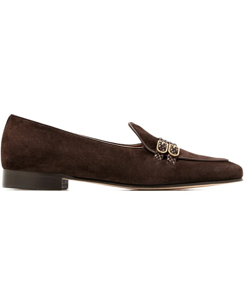 Edhèn Milano Loafer aus Wildleder mit geflochtener Schnalle - Braun Braun