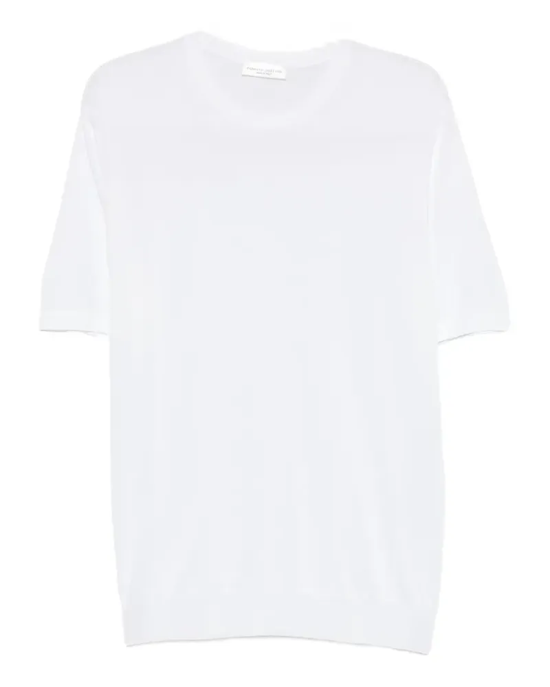 Roberto Collina T-Shirt mit geripptem Besatz - Weiß Weiß