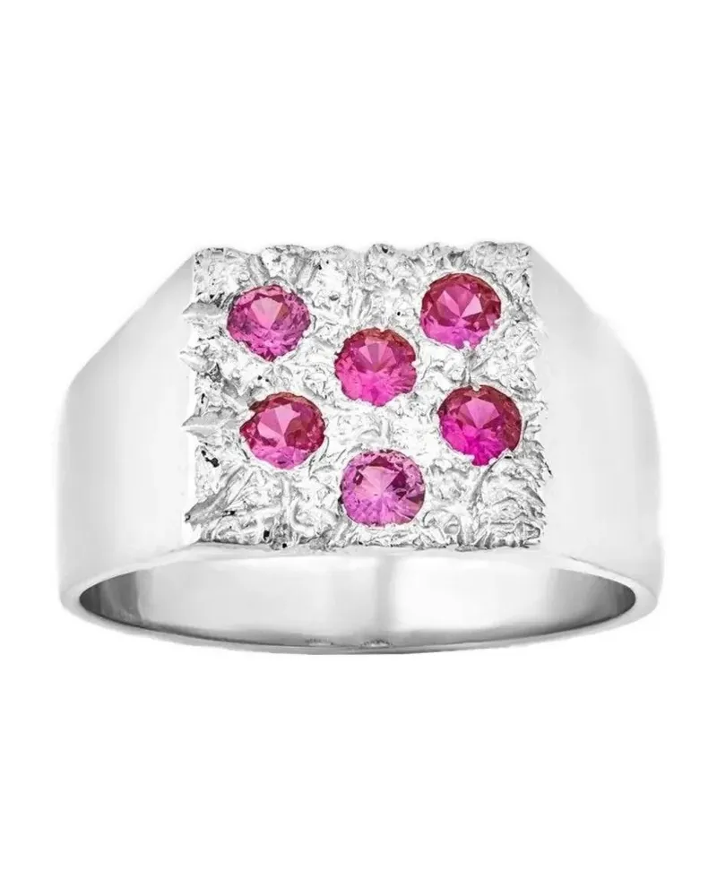 BLEUE BURNHAM The Mini Rose Garden ruby signet ring - Silber Silber