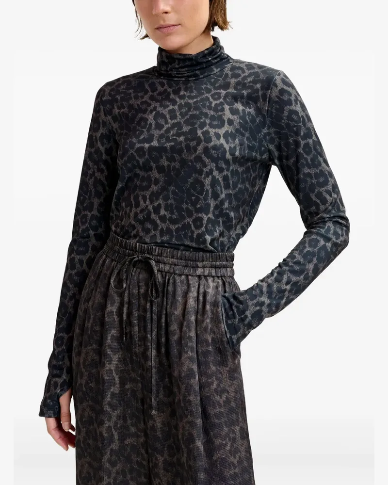 Essentiel Isperenza T-Shirt mit Leoparden-Print - Schwarz Schwarz