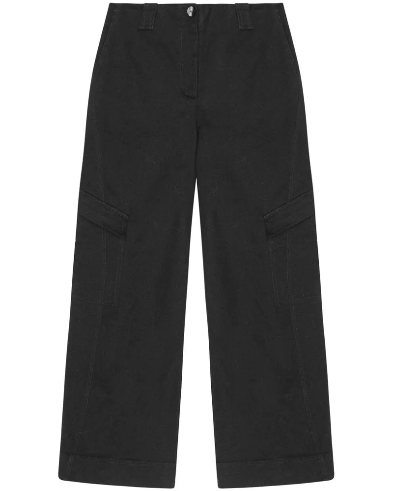 Ganni Hose mit weitem Bein - Schwarz Schwarz