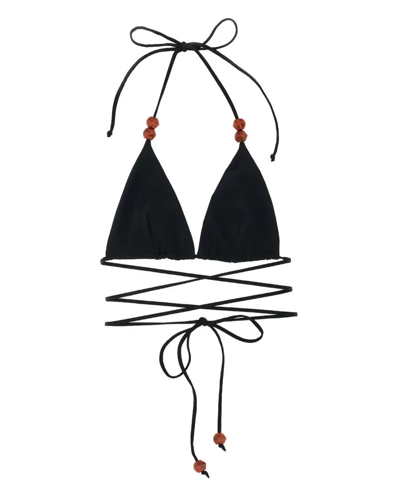 Magda Butrym bead-detail bikini top - Schwarz Schwarz