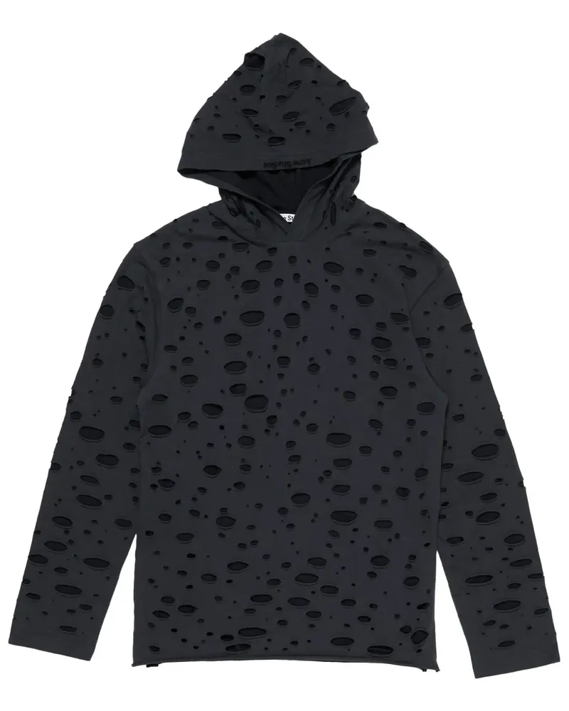 Acne Studios Hoodie in Distressed-Optik - Schwarz Schwarz