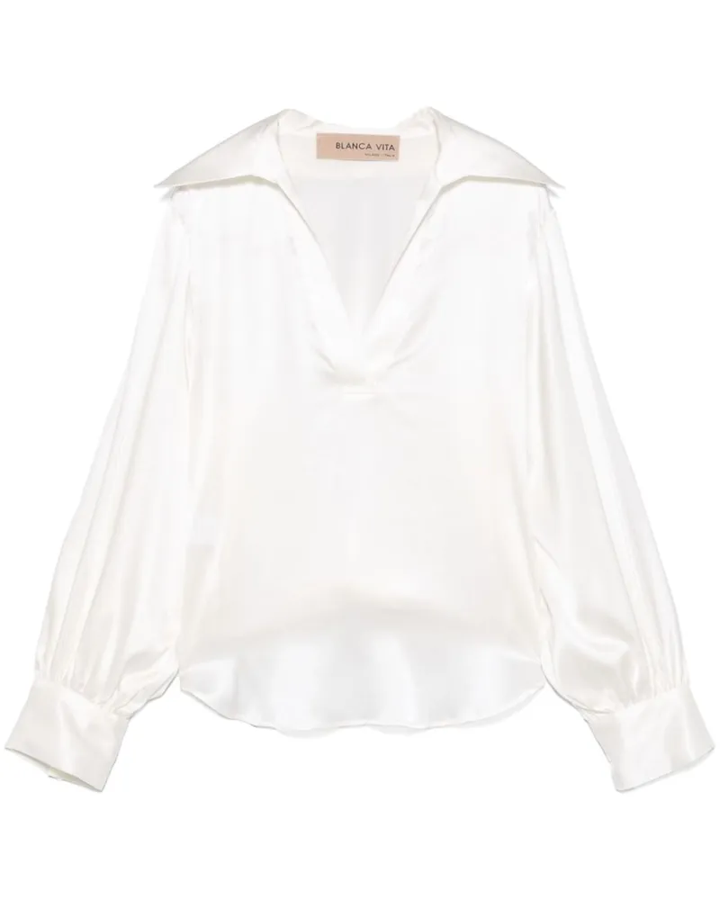 Blanca Klassische Satinbluse - Weiß Weiß