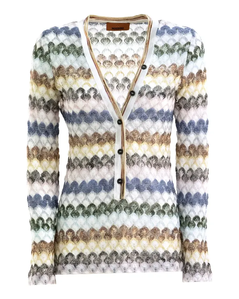 Missoni V-Ausschnitt-Pullover mit Zickzackmuster - Weiß Weiß